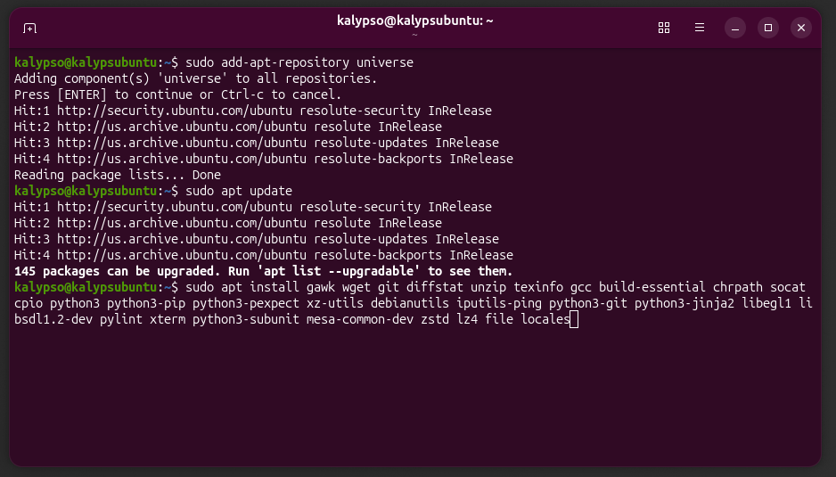 screenshot from linux's terminal showing the output of the commands listed in step one.