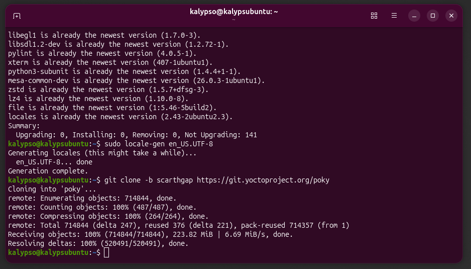 screenshot from linux's terminal showing the output of the commands listed in step one.