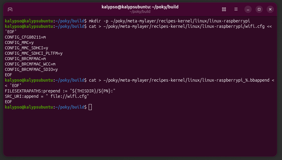 screenshot from linux's terminal showing the output of the commands listed in step four.