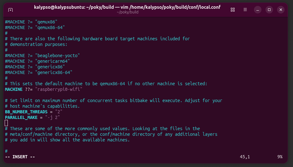 screenshot from linux's terminal showing the edits made in vim listed in step five.