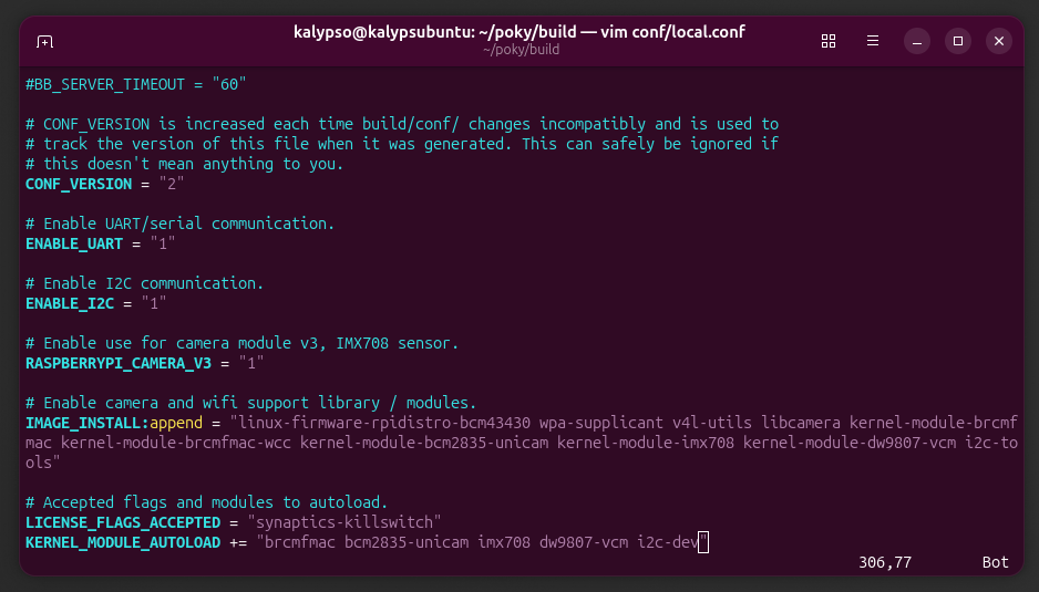 screenshot from linux's terminal showing the edits made in vim listed in step five.